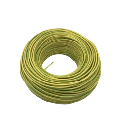Fil rigide H07VU 1,5 mm&sup2; Vert/Jaune en couronne de 100m